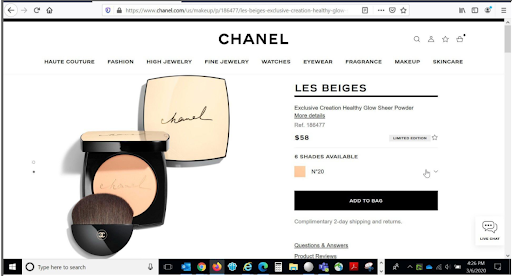 Chanel銷售產品使用證據